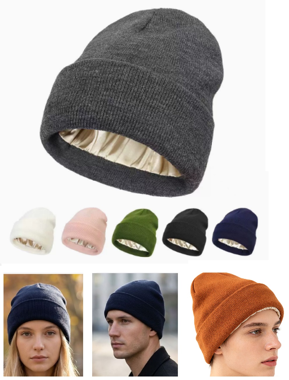 قبعة شتوية منسوجة مبطنة بالسات - مراجعة Beanie Cuffed Knit وسعره
